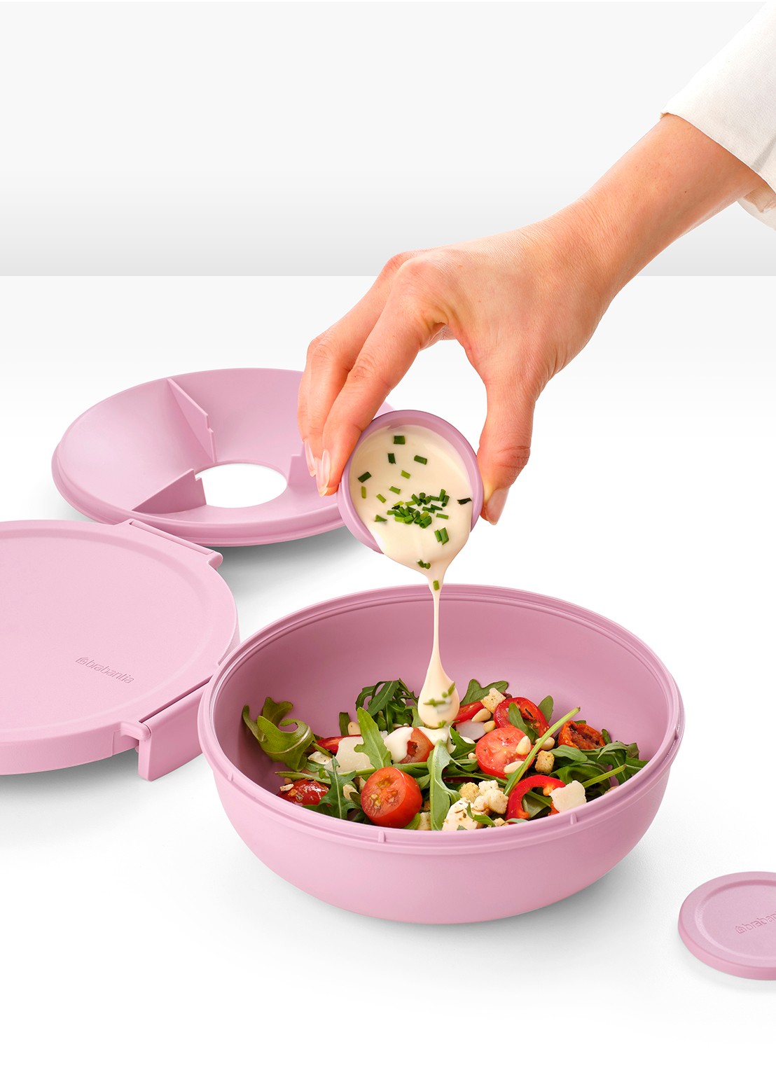 Brabantia Make & Take Salade Lunchbox To Go 1,3 liter - detail 2 donkerroze