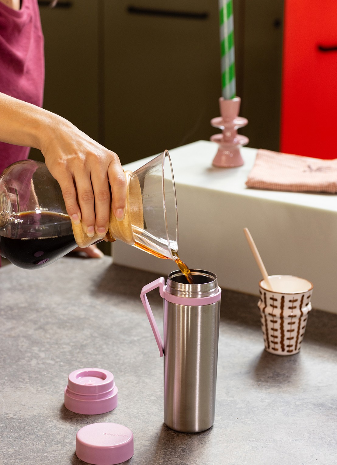 Brabantia Make & Take thermosfles 500 ml  - detail 7 donkerroze