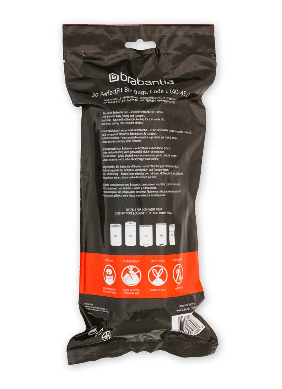 Brabantia Perfect Fit L 40-45L vuilniszakken 120 stuks  - detail wit