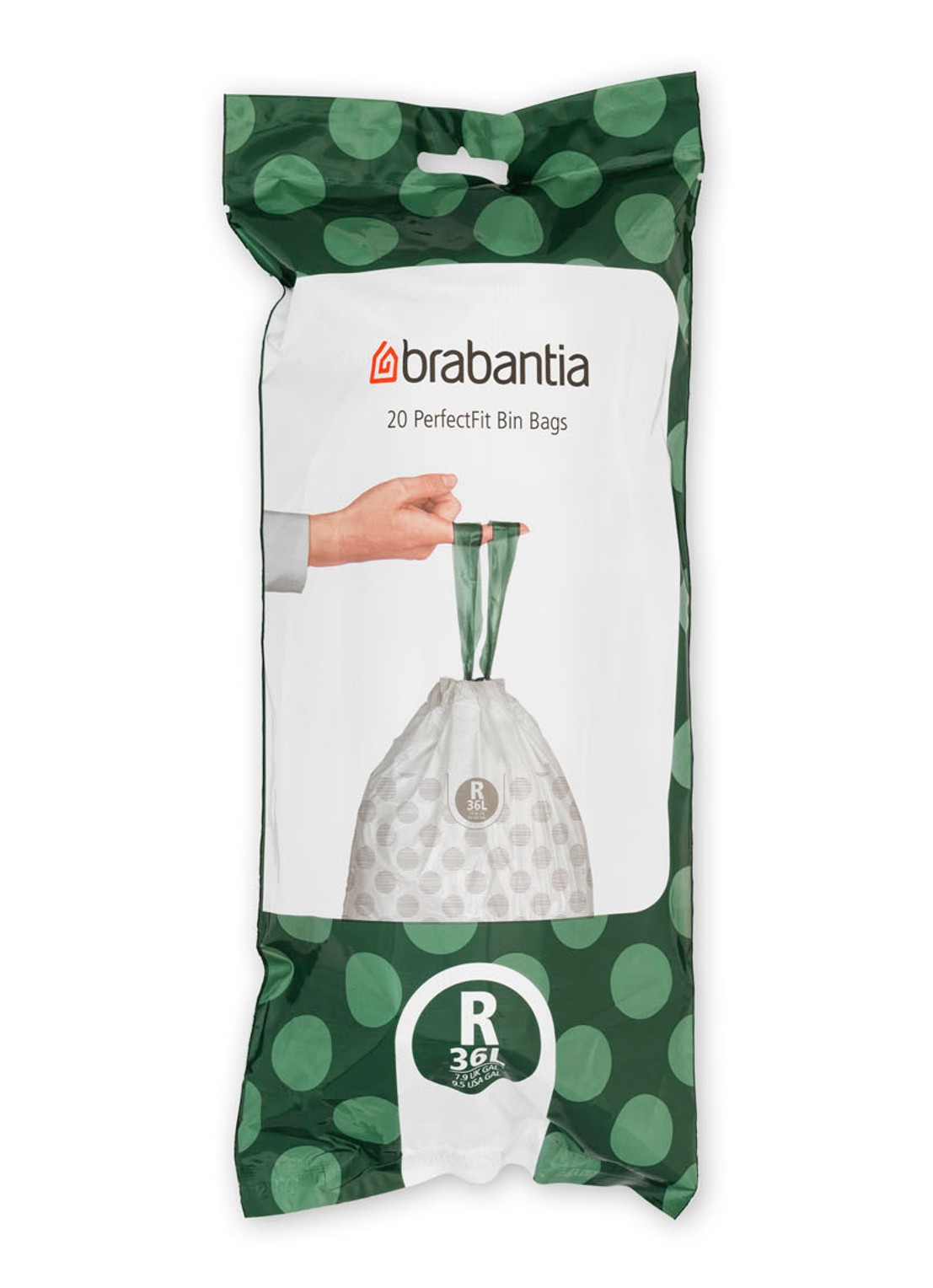 Brabantia Perfect Fit vuilniszak code R 36 liter 6 x 20 stuks - voorkant 2 wit