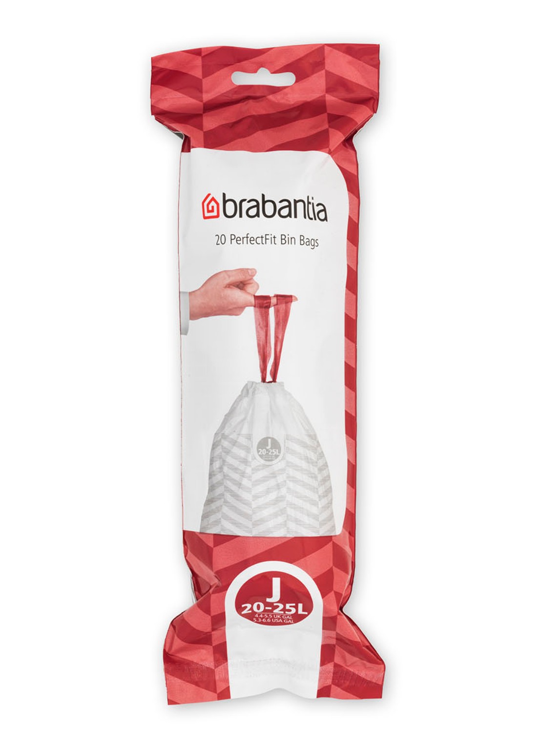 Brabantia PerfectFit vuilniszak code J 20 - 25 liter 6 x 20 stuks - voorkant 2 wit