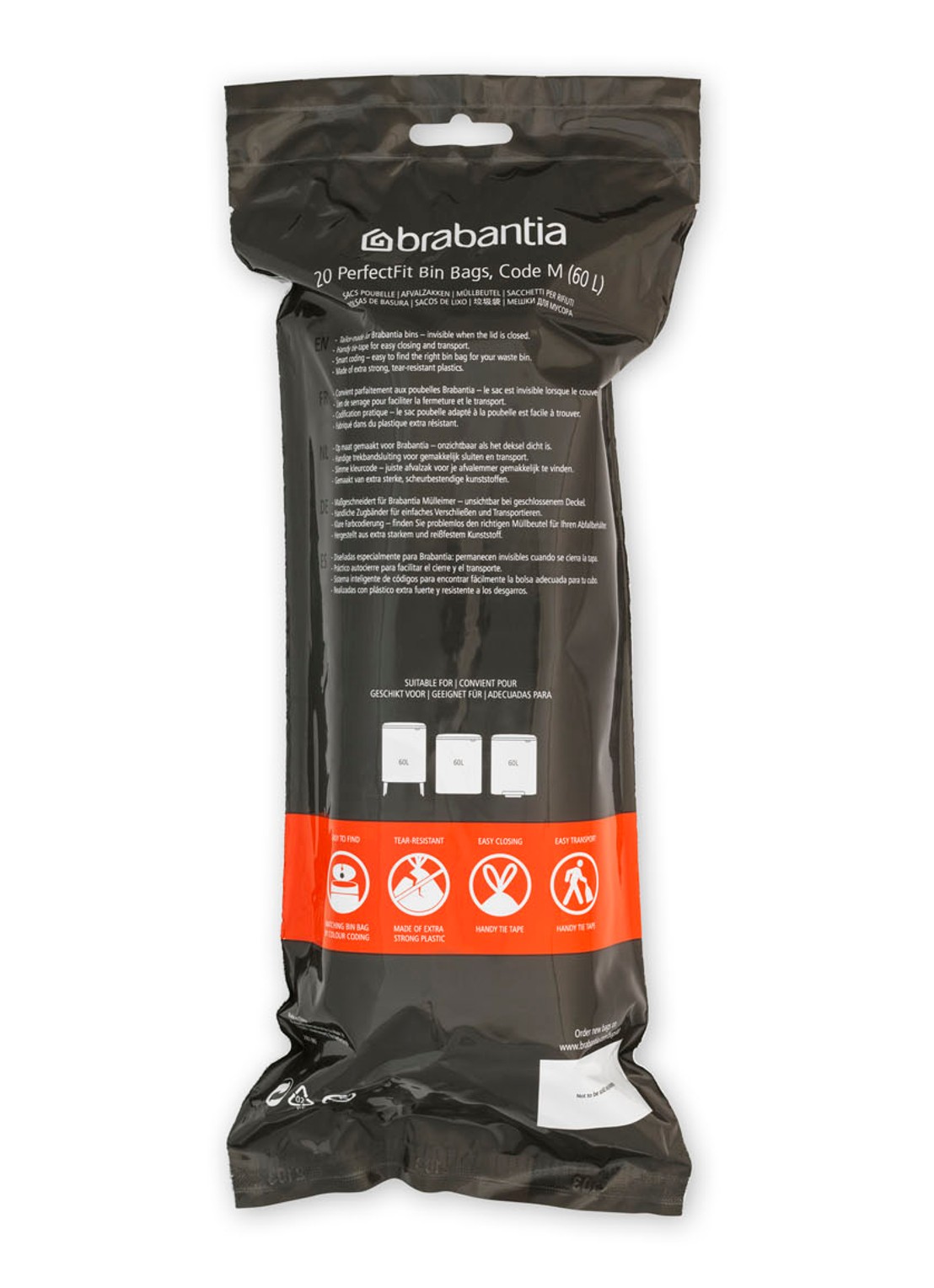 Brabantia  PerfectFit vuilniszak code M 60 liter 6 x 20 stuks - detail 3 wit