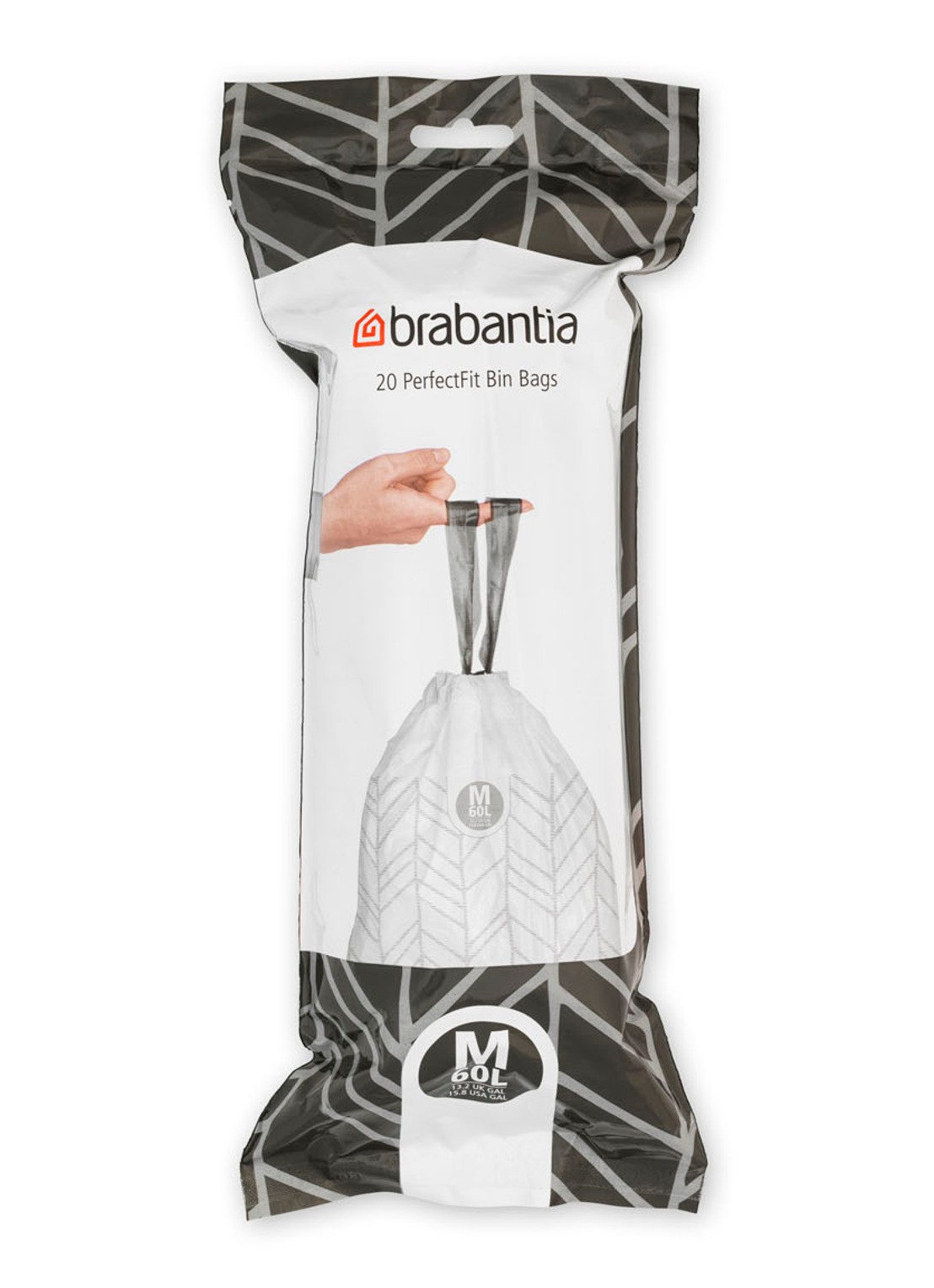 Brabantia  PerfectFit vuilniszak code M 60 liter 6 x 20 stuks - voorkant 2 wit