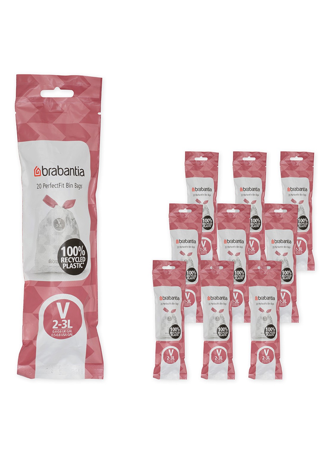 Brabantia PerfectFit vuilniszak code V 2-3 liter 10 stuks - voorkant wit