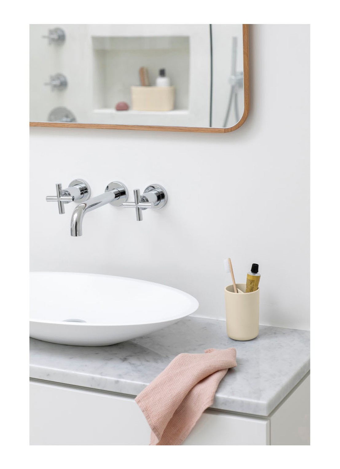 Brabantia ReNew tandenborstelhouder met inzet  - voorkant 2 beige