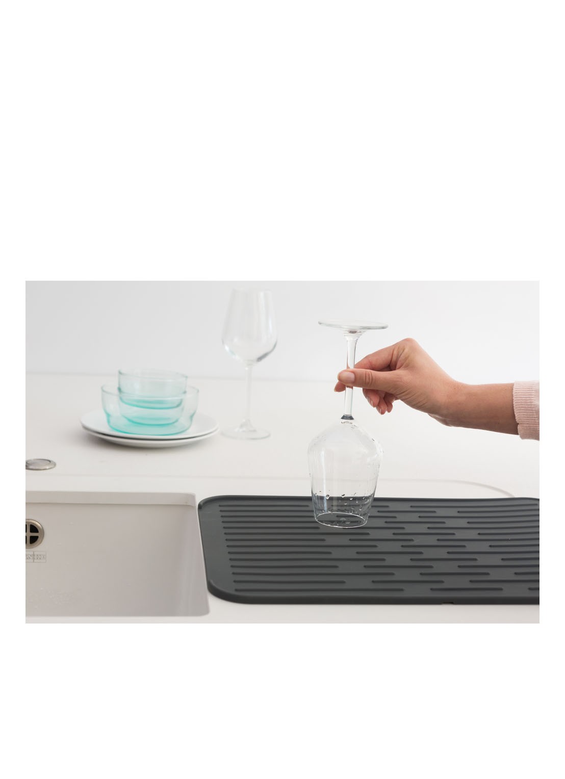 Brabantia SinkSide afdruipmat van silicone - voorkant 2 donkergrijs