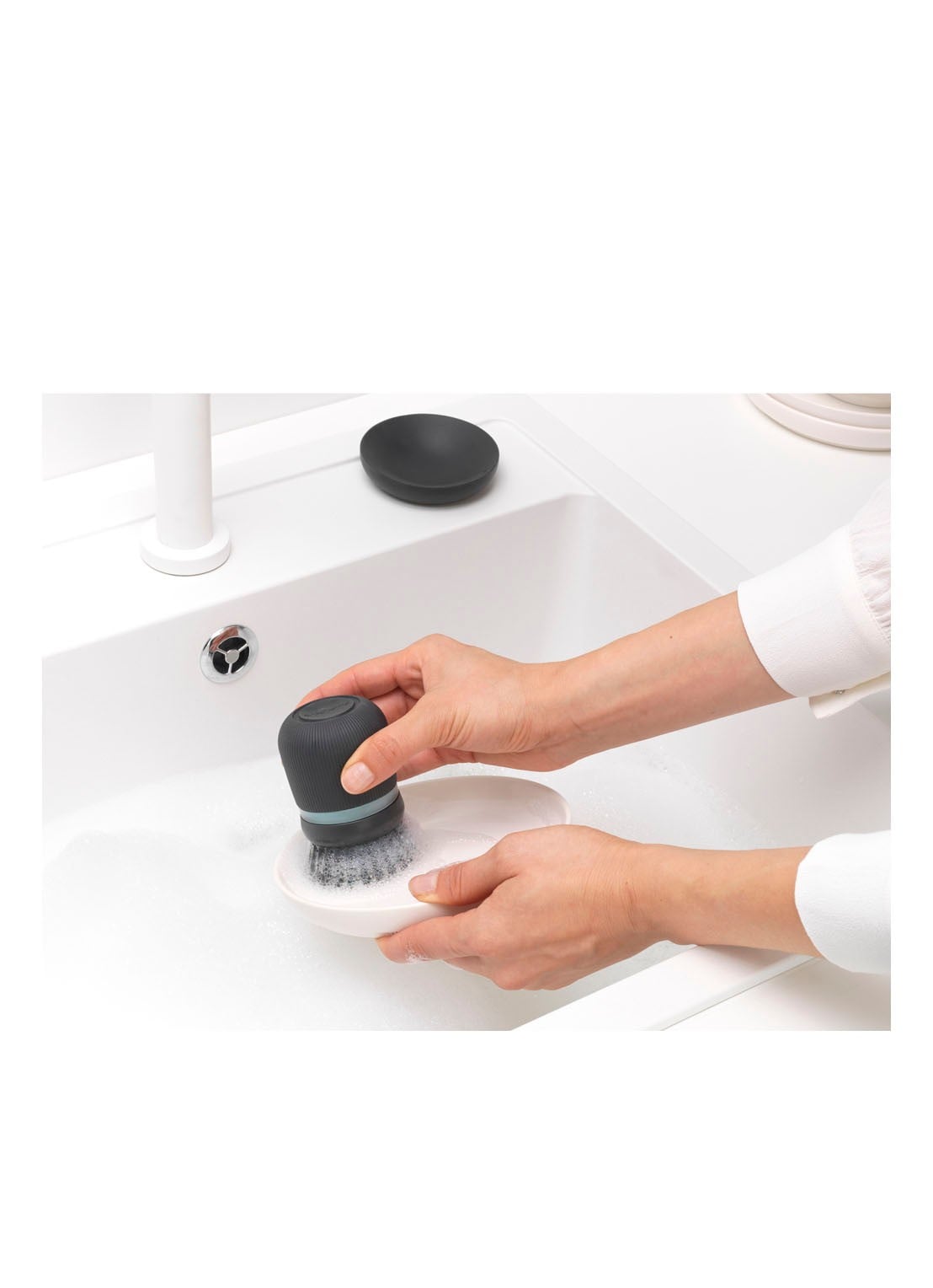 Brabantia SinkSide afwasborstel met zeepreservoir - detail 5 antraciet