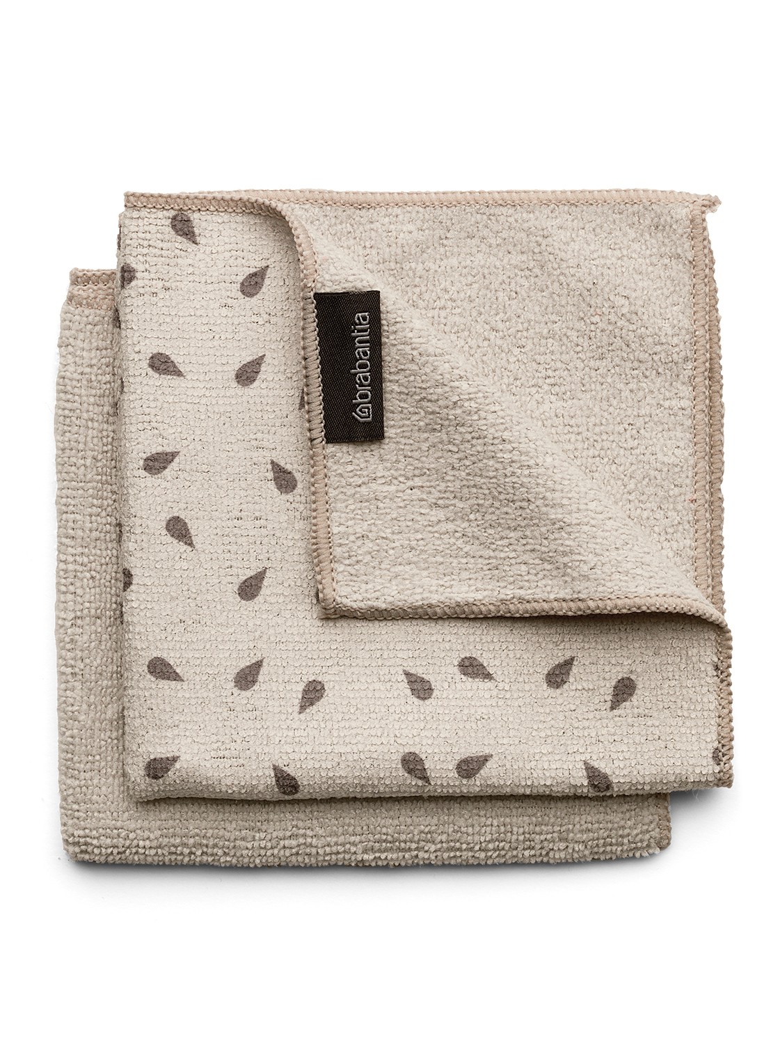 Brabantia SinkSide microvezel schoonmaakdoekjes 30 x 30 cm set van 2 - voorkant 4 beige