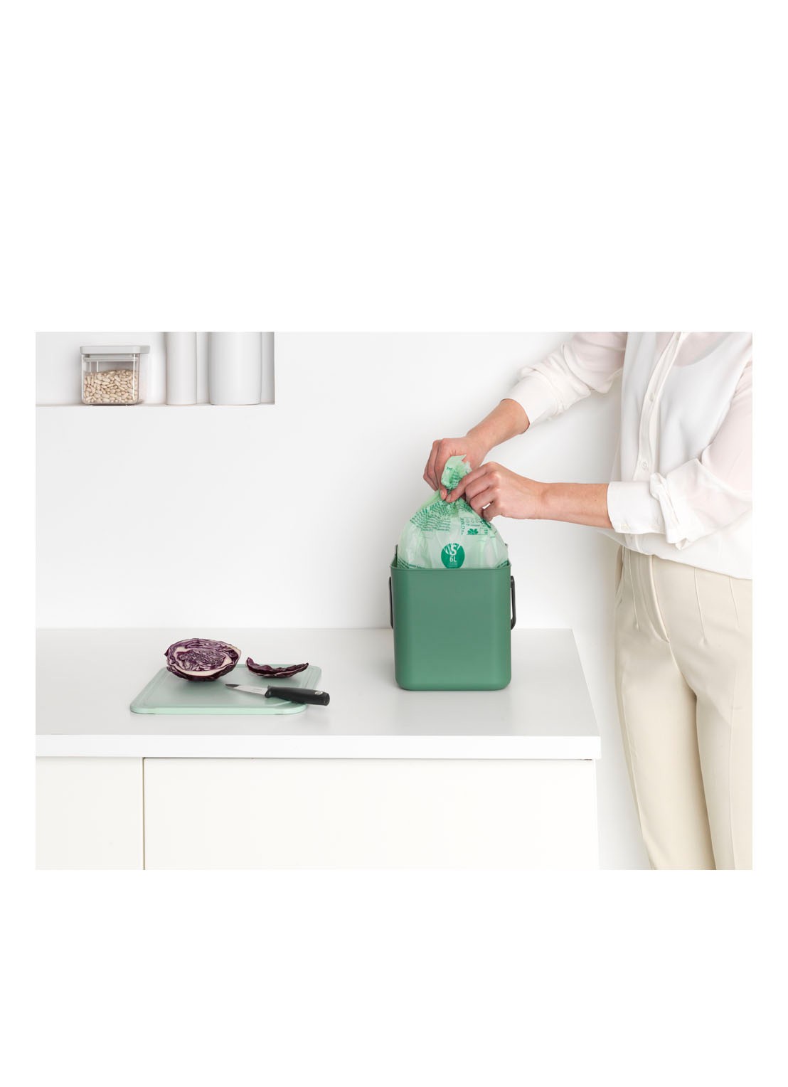 Brabantia Sort & Go prullenbak 6 liter - detail 5 olijfgroen