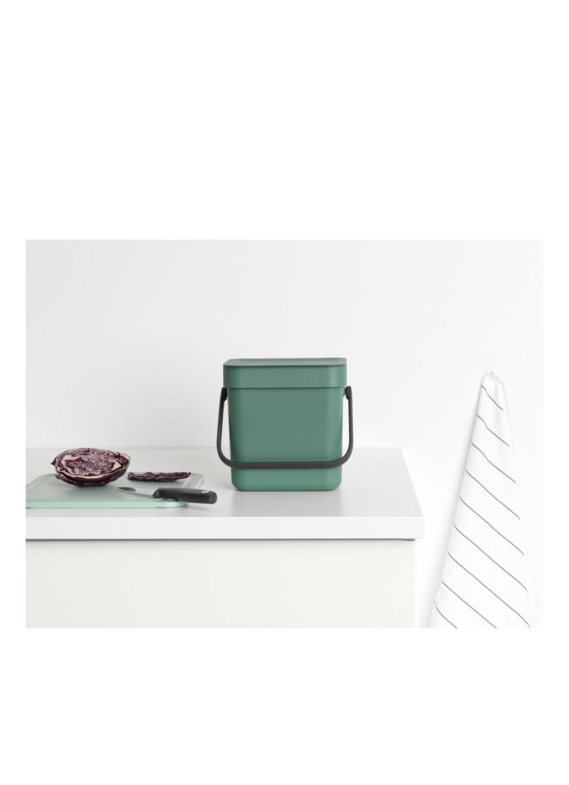 Brabantia Sort & Go prullenbak met hengsel 3 liter - detail olijfgroen