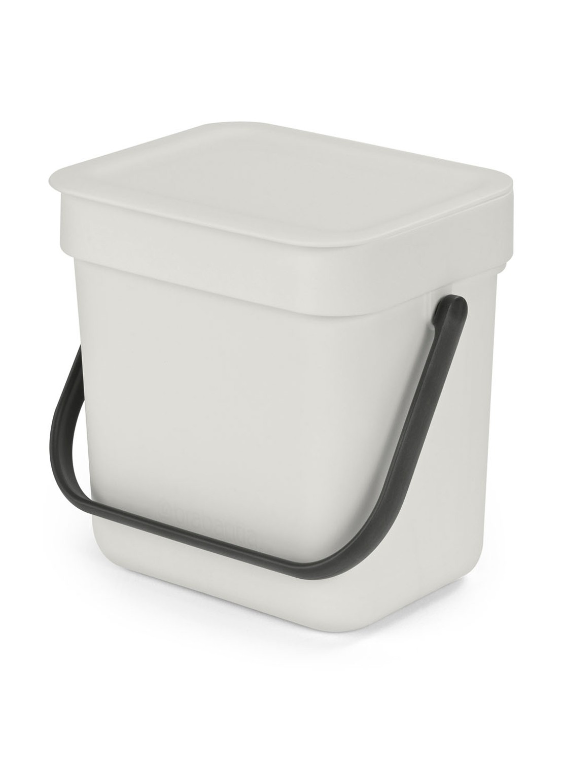 Brabantia Sort & Go prullenbak met hengsel 3 liter - voorkant 2 lichtgrijs