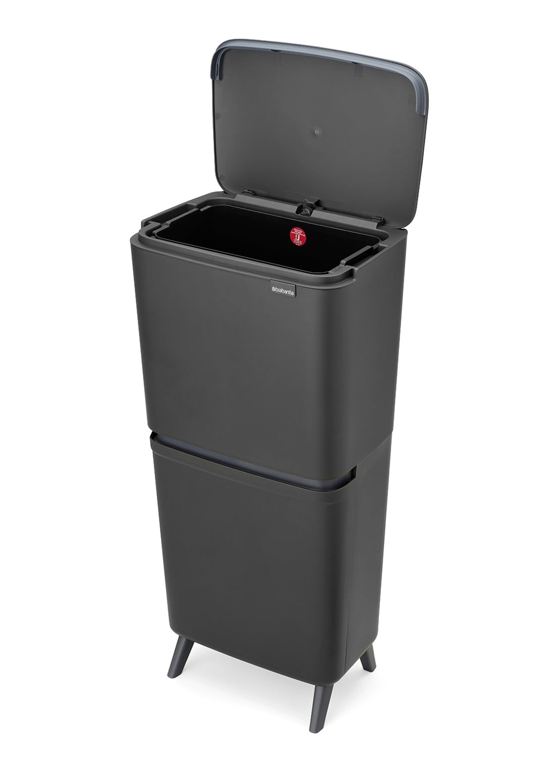 Brabantia SortUp prullenbak met deksel 25+10+10 liter - voorkant 3 antraciet