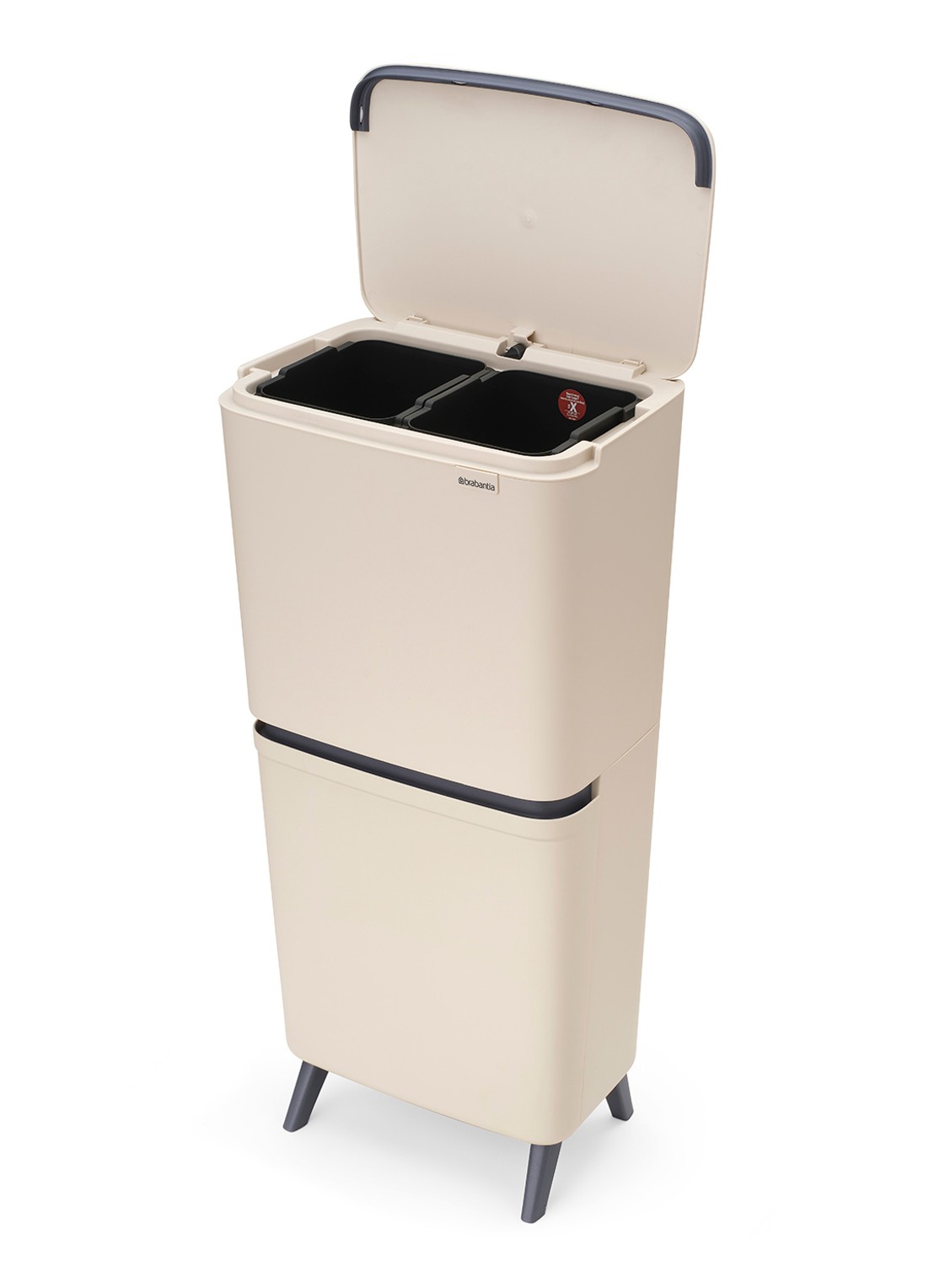 Brabantia SortUp prullenbak met deksel 45 liter - voorkant 7 beige
