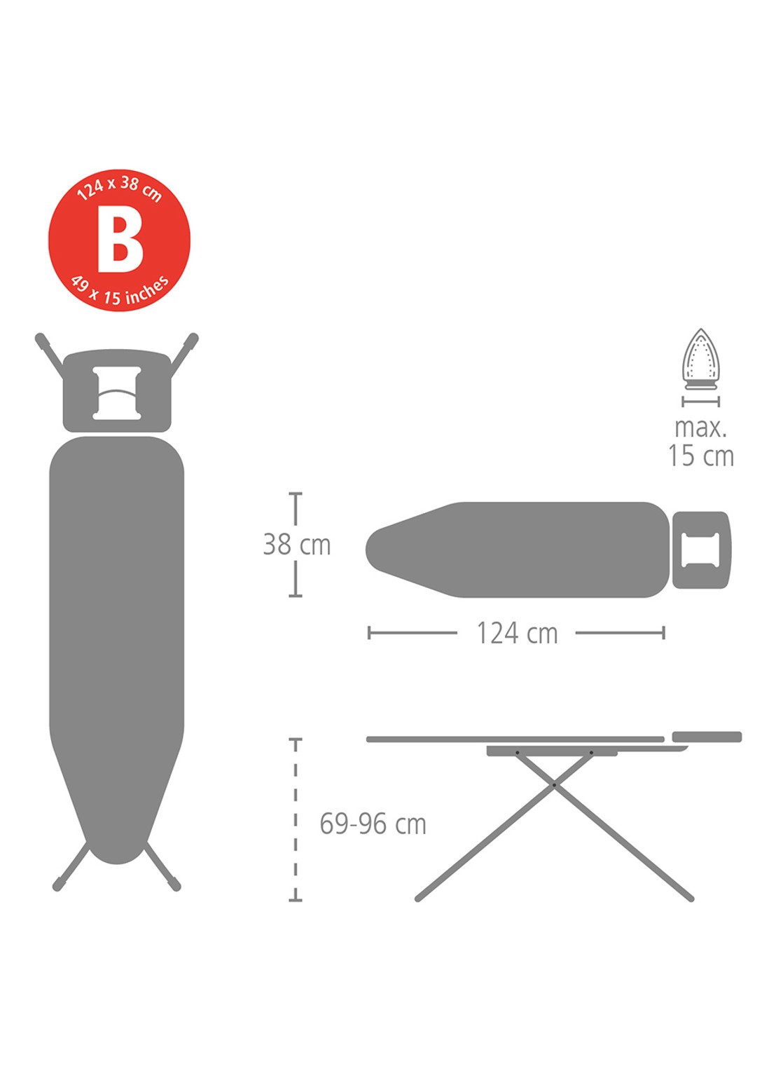 Brabantia Strijkplank B met Strijkijzerhouder 124 x 38 cm - detail 4 groen