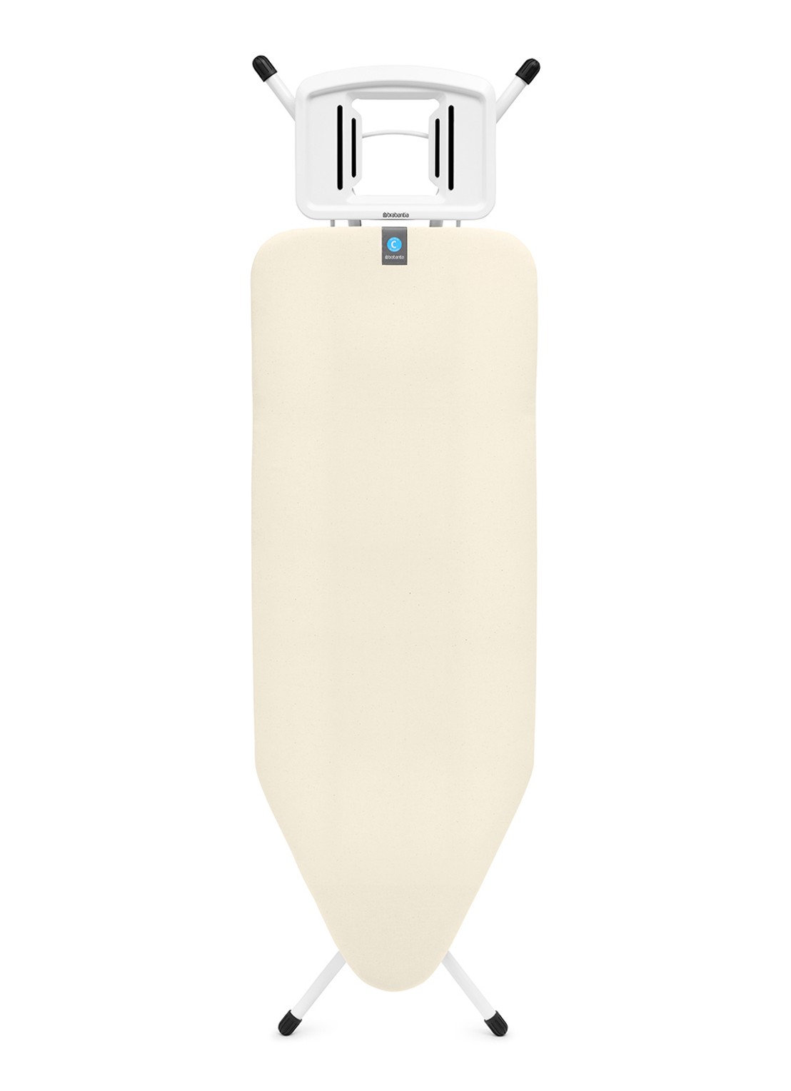 Brabantia Strijkplank C met solide strijkijzerhouder 124 x 45 cm - voorkant gebroken wit