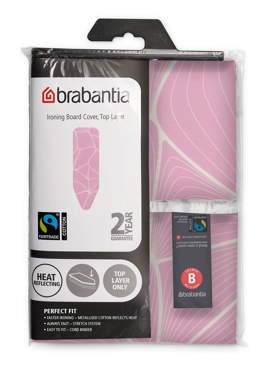 Brabantia Strijkplankhoes B 124 x 38 cm - achterkant lila