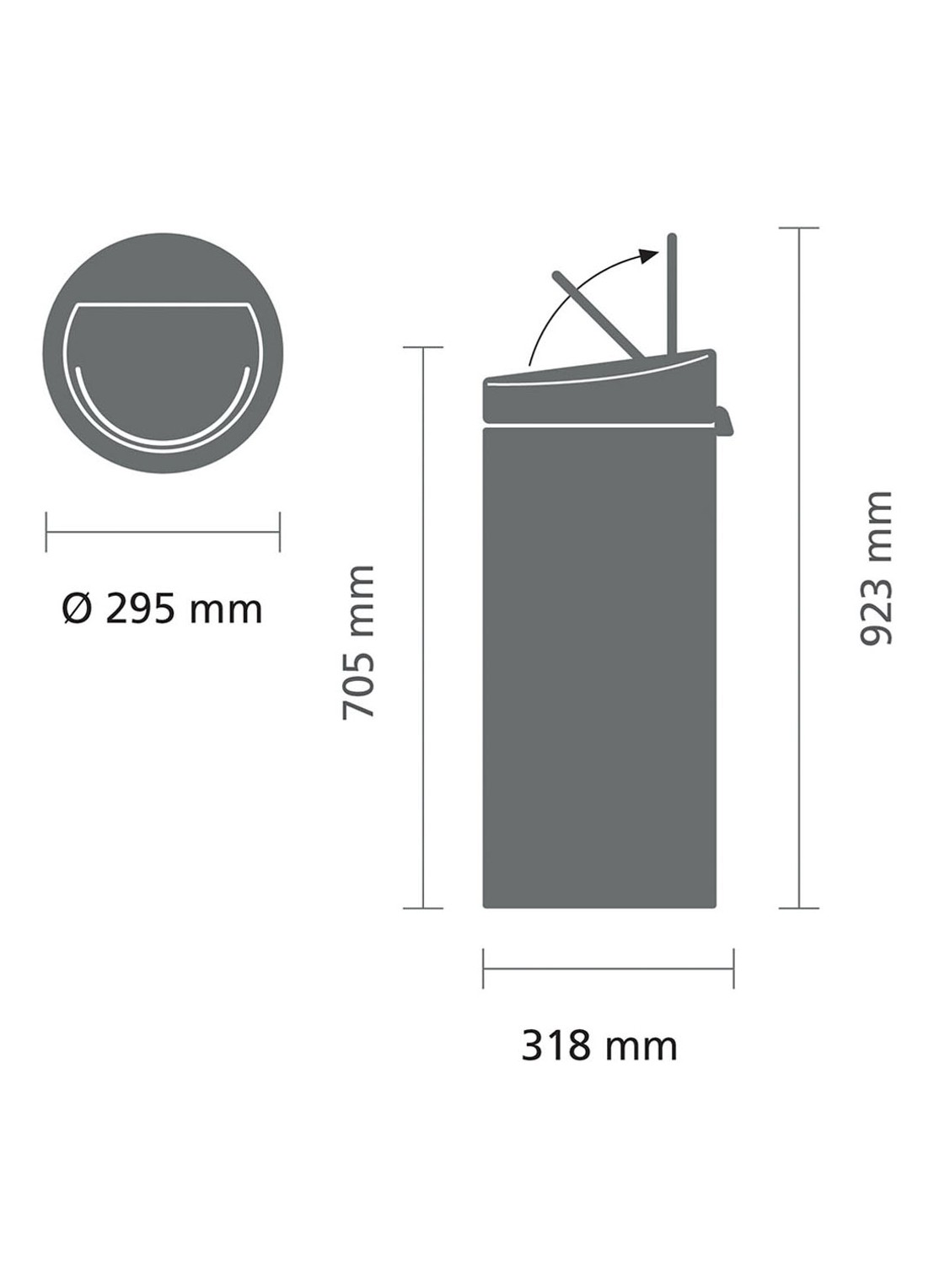 Brabantia Touch New prullenbak 30 liter - detail 2 zwart