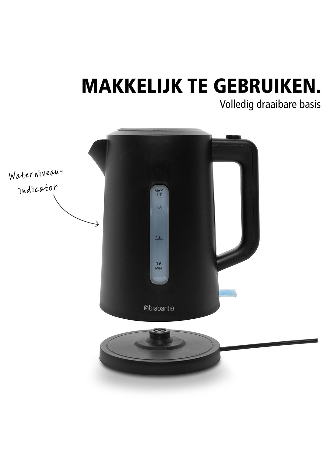 Brabantia Waterkoker BBEK1017 - achterkant 6 zwart