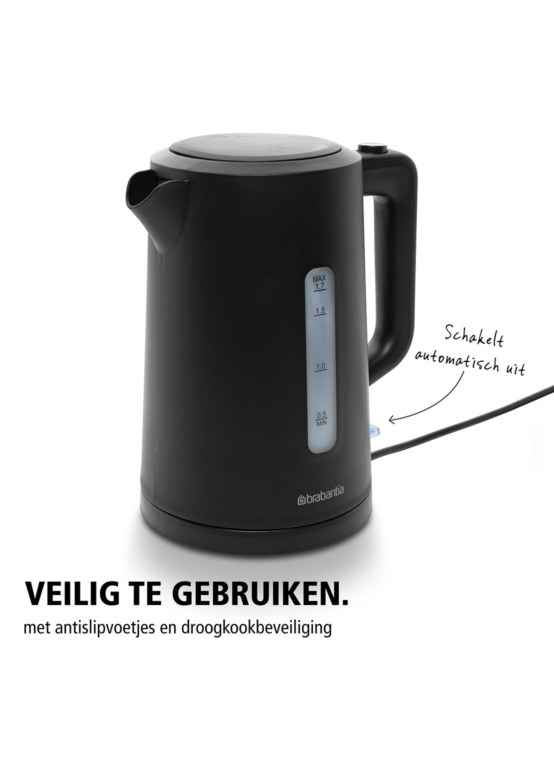 Brabantia Waterkoker BBEK1017 - detail zwart