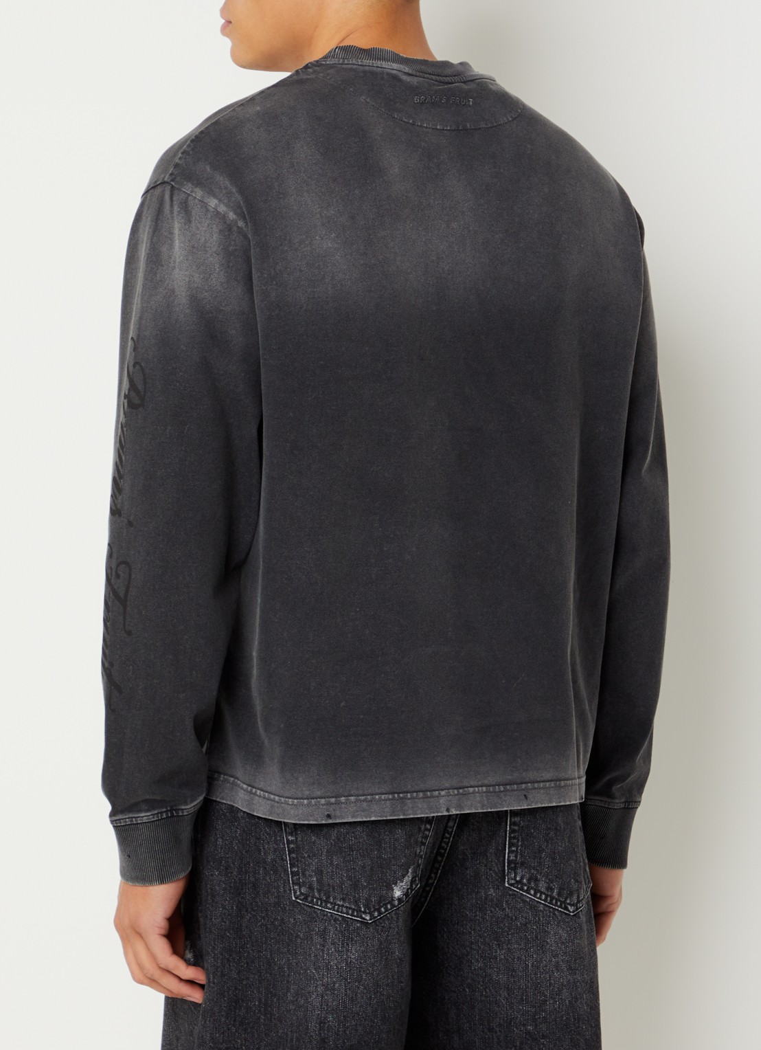 Bram's Fruit Disstressed longsleeve met print - achterkant zwart