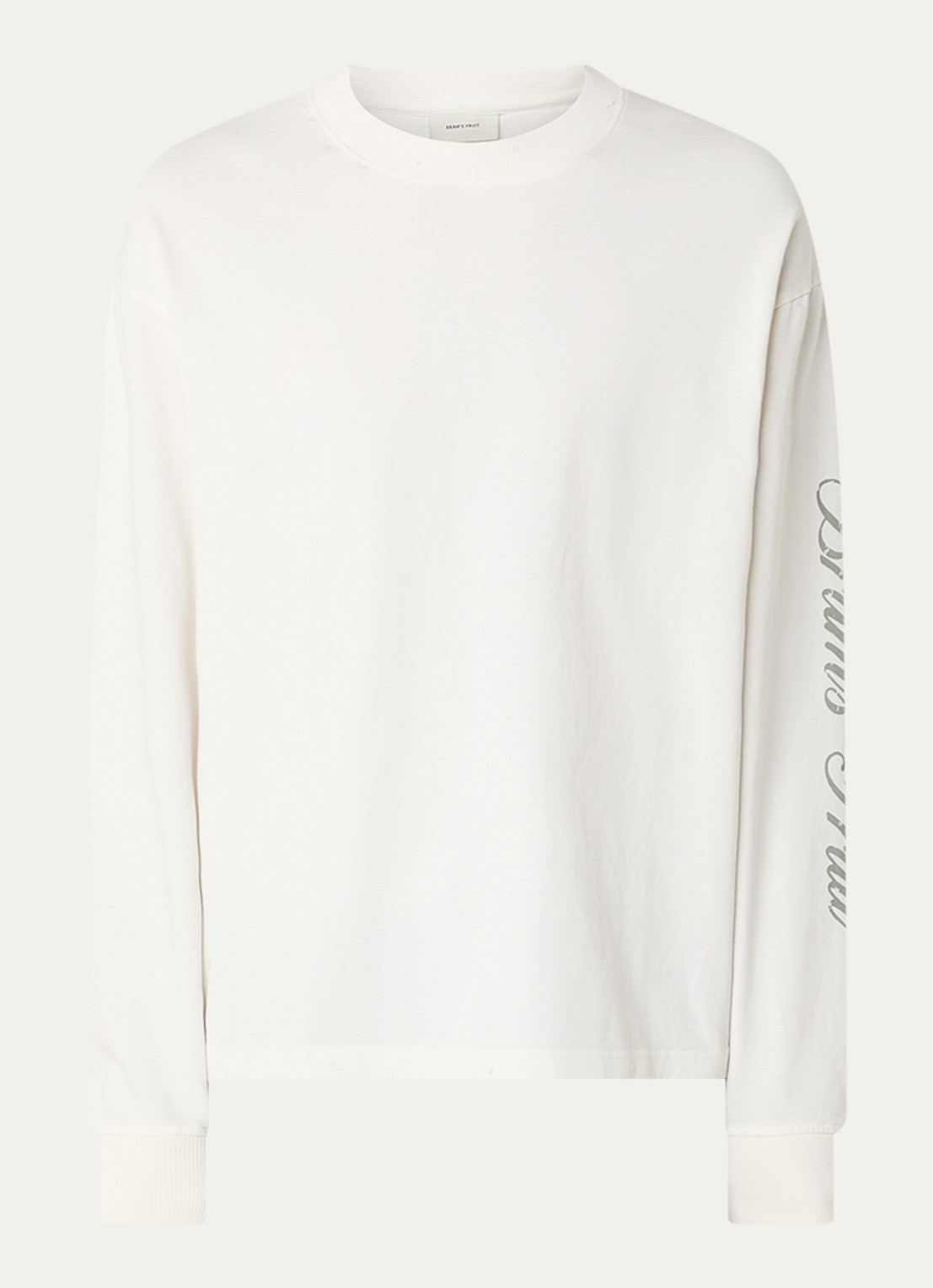 Bram's Fruit Disstressed longsleeve met print - voorkant gebroken wit
