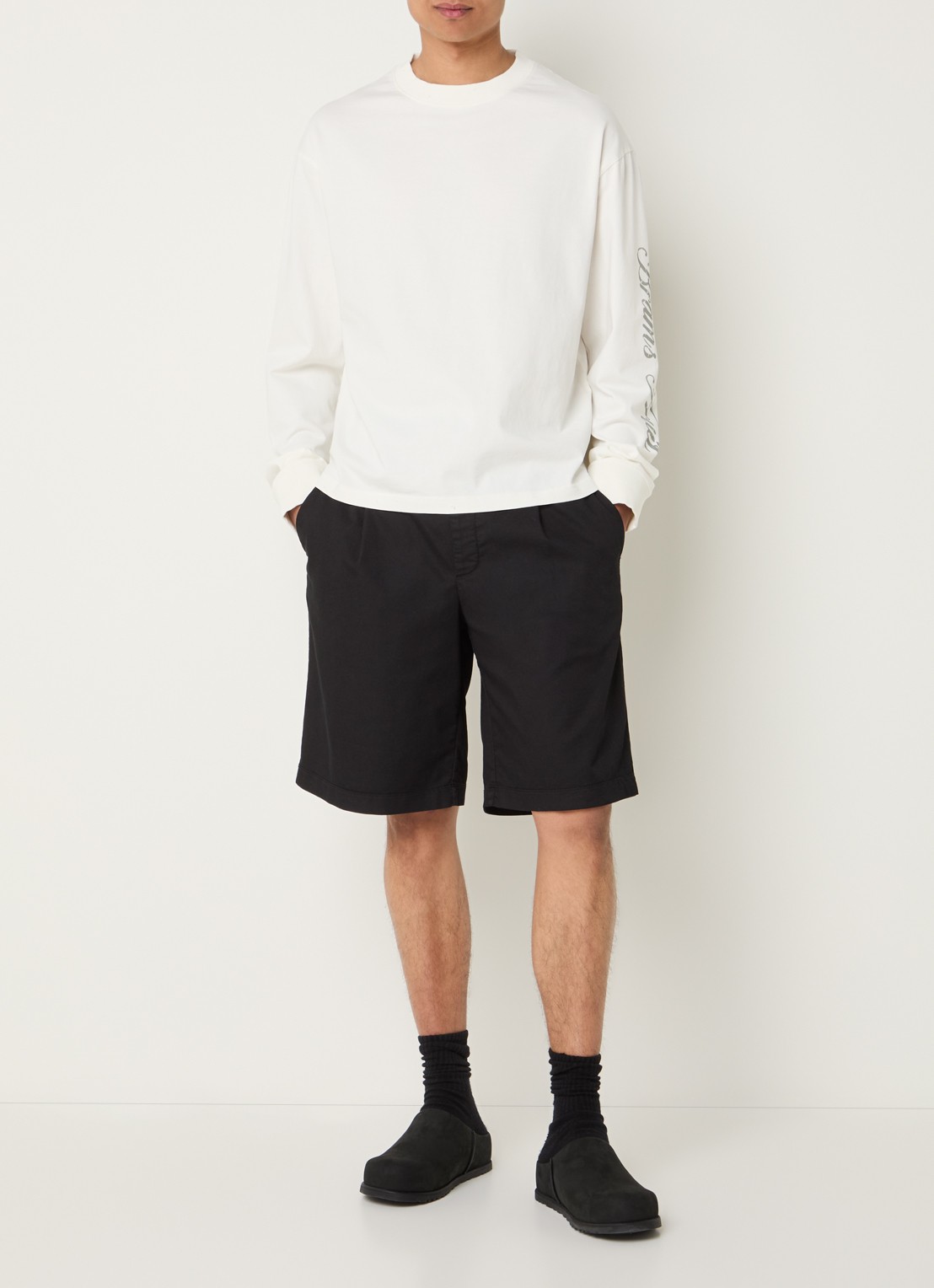 Bram's Fruit Disstressed longsleeve met print - voorkant 2 gebroken wit