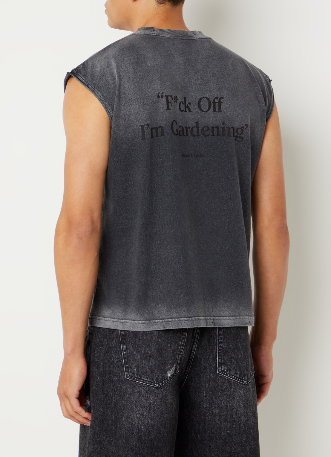 Bram's Fruit Disstressed tanktop met logo- en backprint - achterkant 3 antraciet