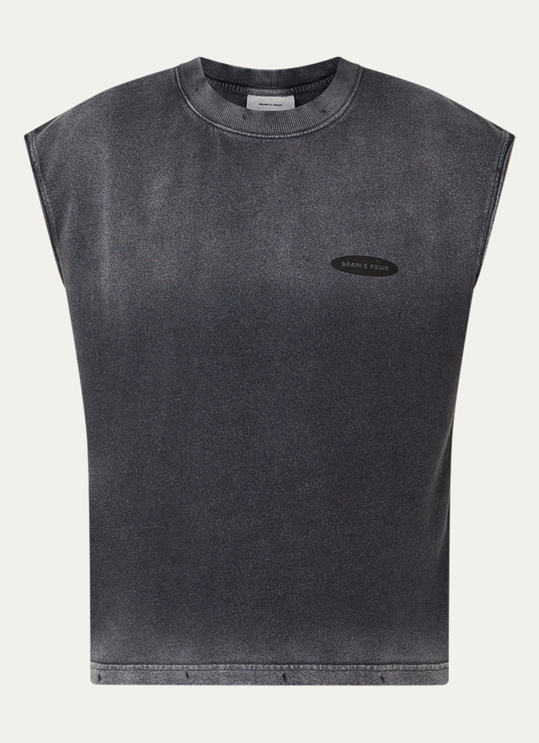 Bram's Fruit Disstressed tanktop met logo- en backprint - voorkant antraciet