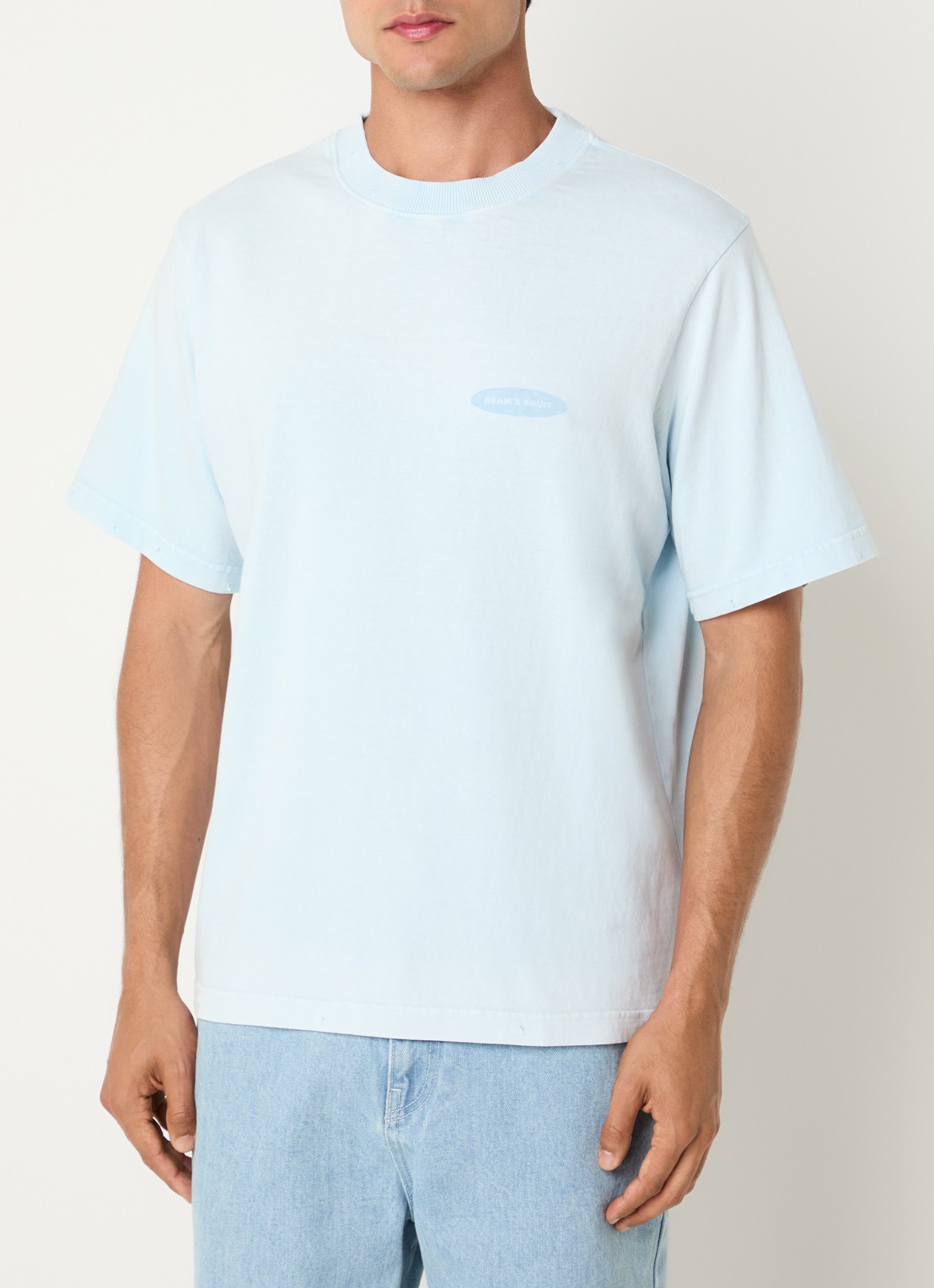 Bram's Fruit Distressed F Off I'm Gardening T-shirt met logo- en backprint - achterkant 4 lichtblauw