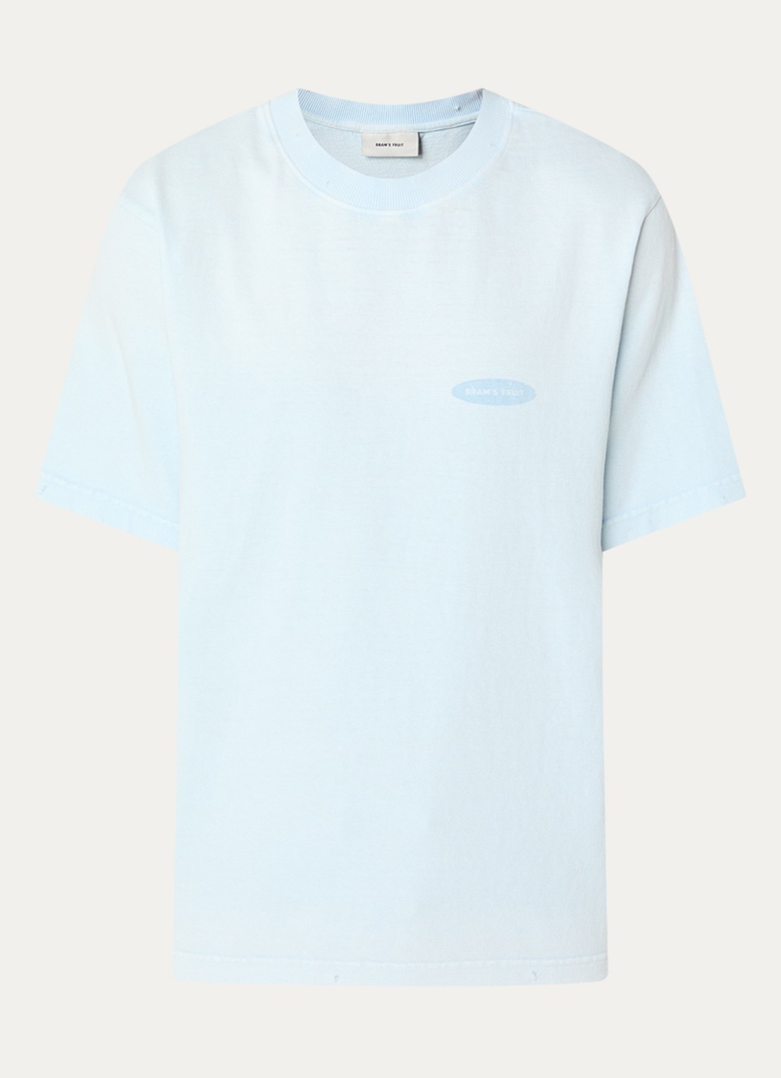 Bram's Fruit Distressed F Off I'm Gardening T-shirt met logo- en backprint - voorkant lichtblauw