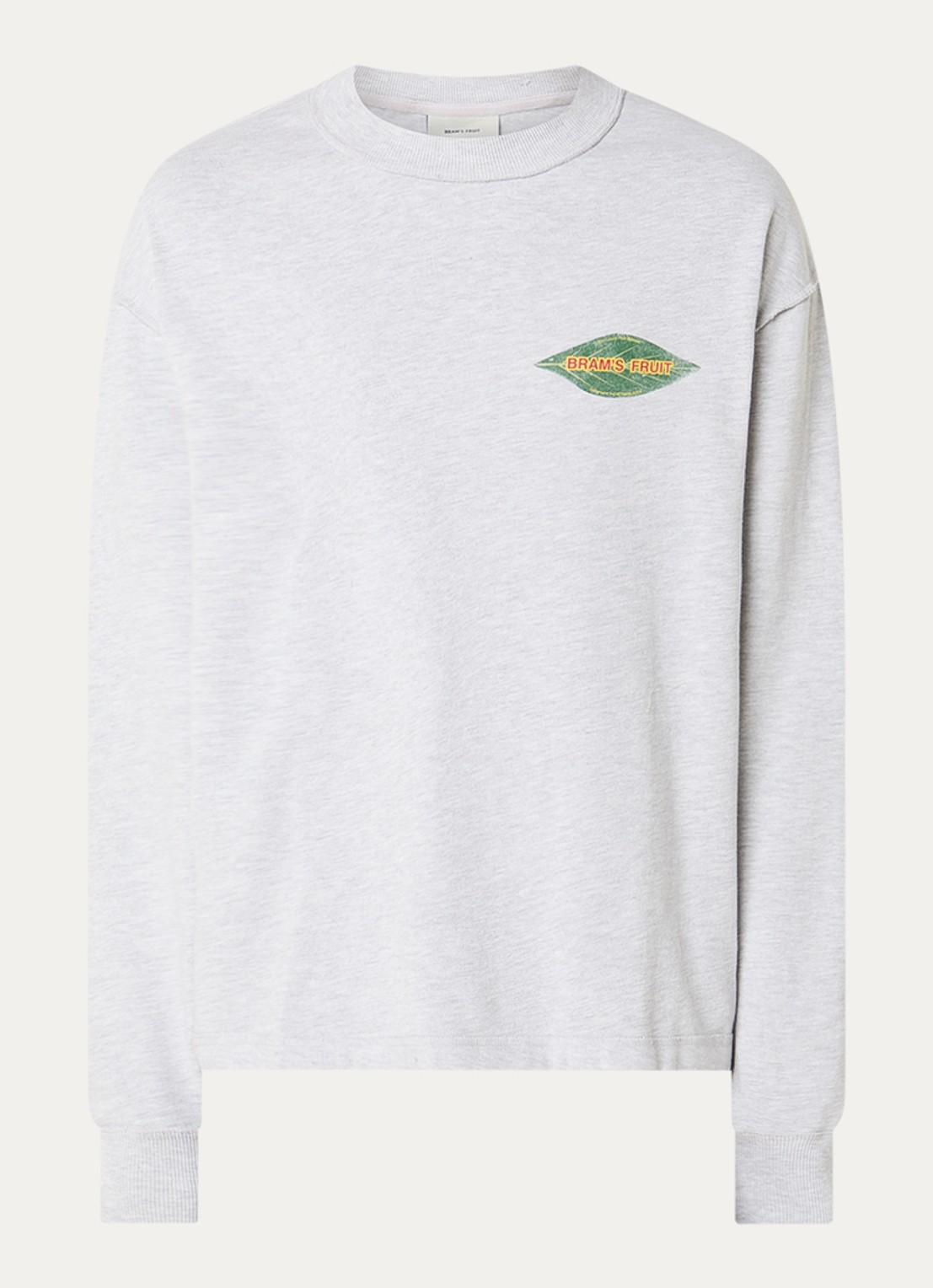 Bram's Fruit Distressed Leaf T-shirt met logoprint - voorkant 2 grijsmele