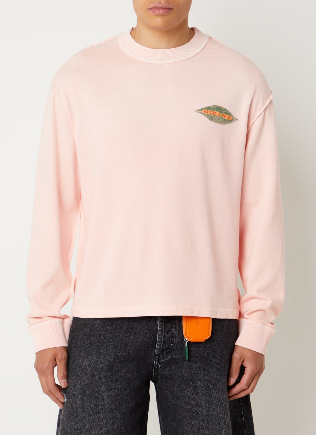 Bram's Fruit Distressed Leaf T-shirt met logoprint - detail 4 roze