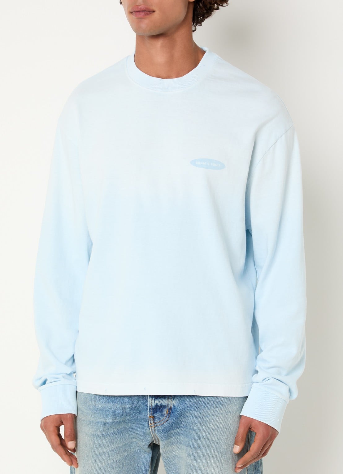 Bram's Fruit Distressed longsleeve met logo- en backprint - achterkant 3 lichtblauw