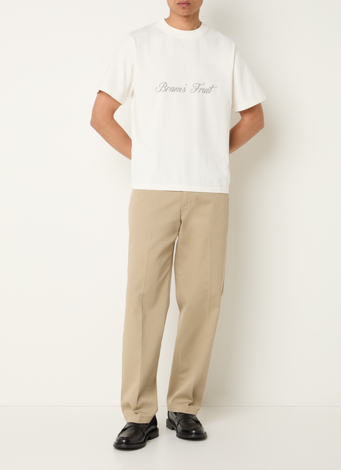 Bram's Fruit Distressed T-shirt met logoprint - voorkant 4 creme