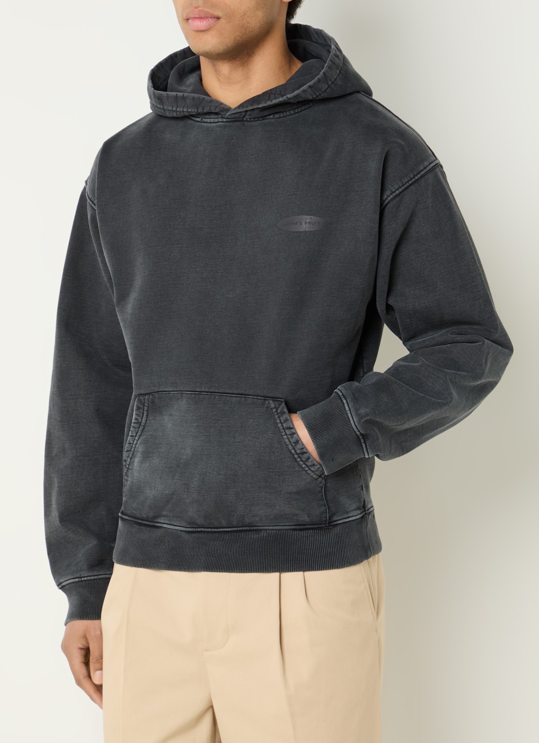 Bram's Fruit F*ck off hoodie logo- en backprint - achterkant antraciet