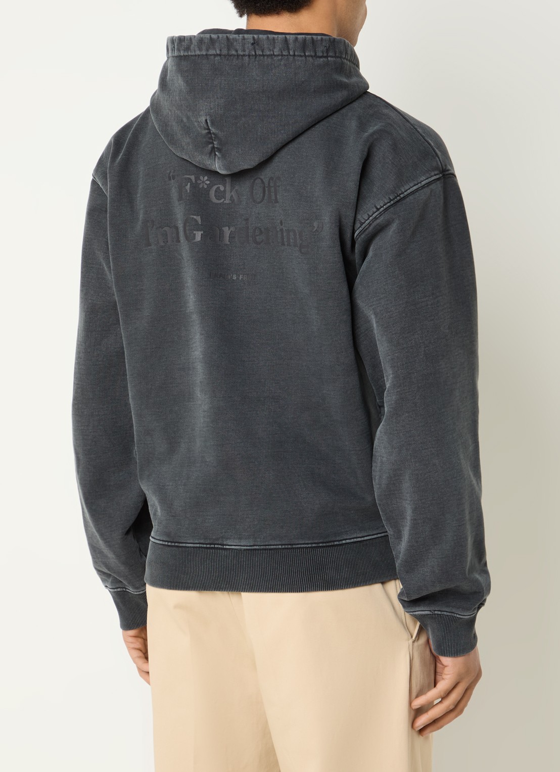 Bram's Fruit F*ck off hoodie logo- en backprint - detail 4 antraciet