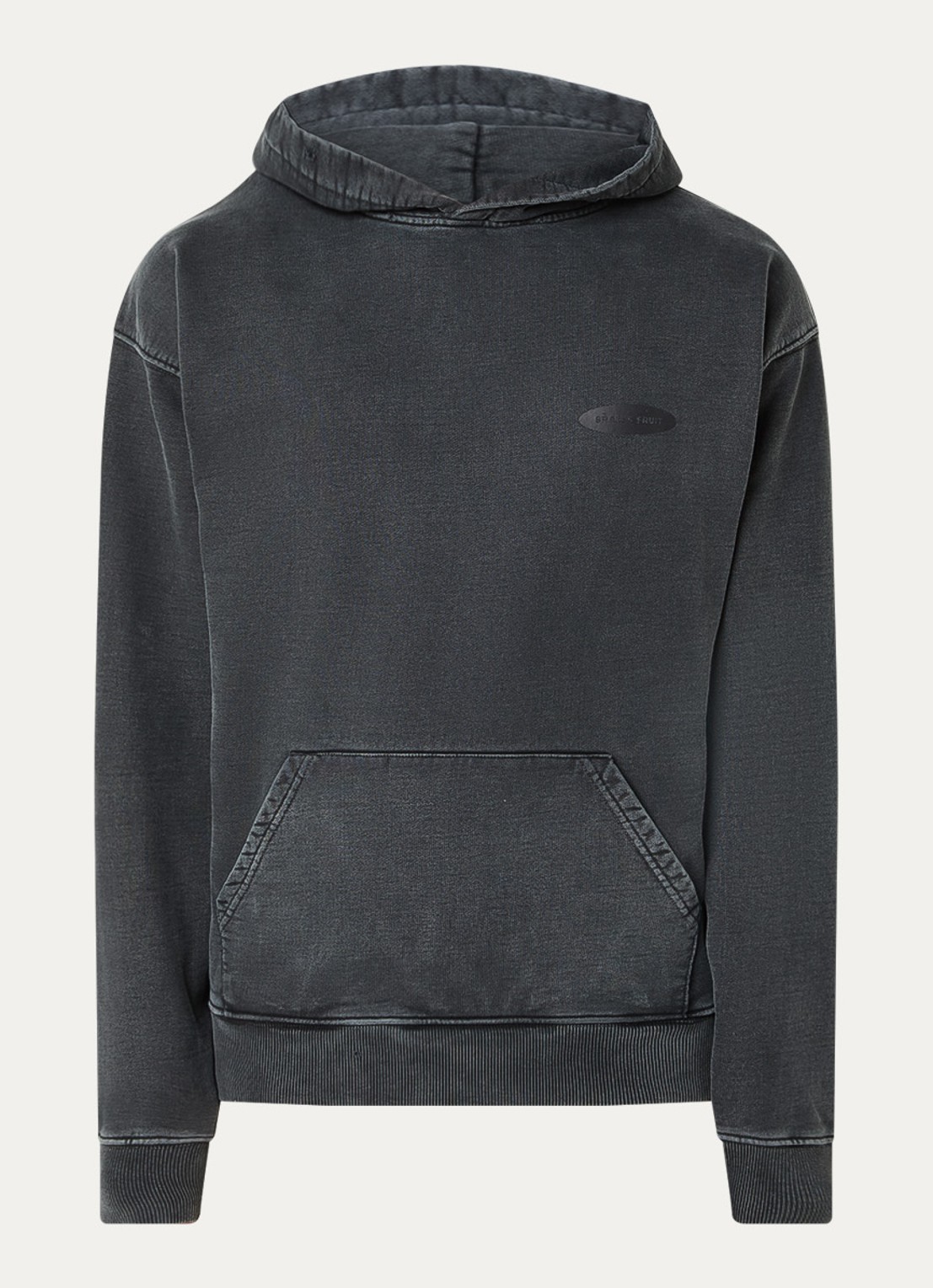 Bram's Fruit F*ck off hoodie logo- en backprint - voorkant 2 antraciet