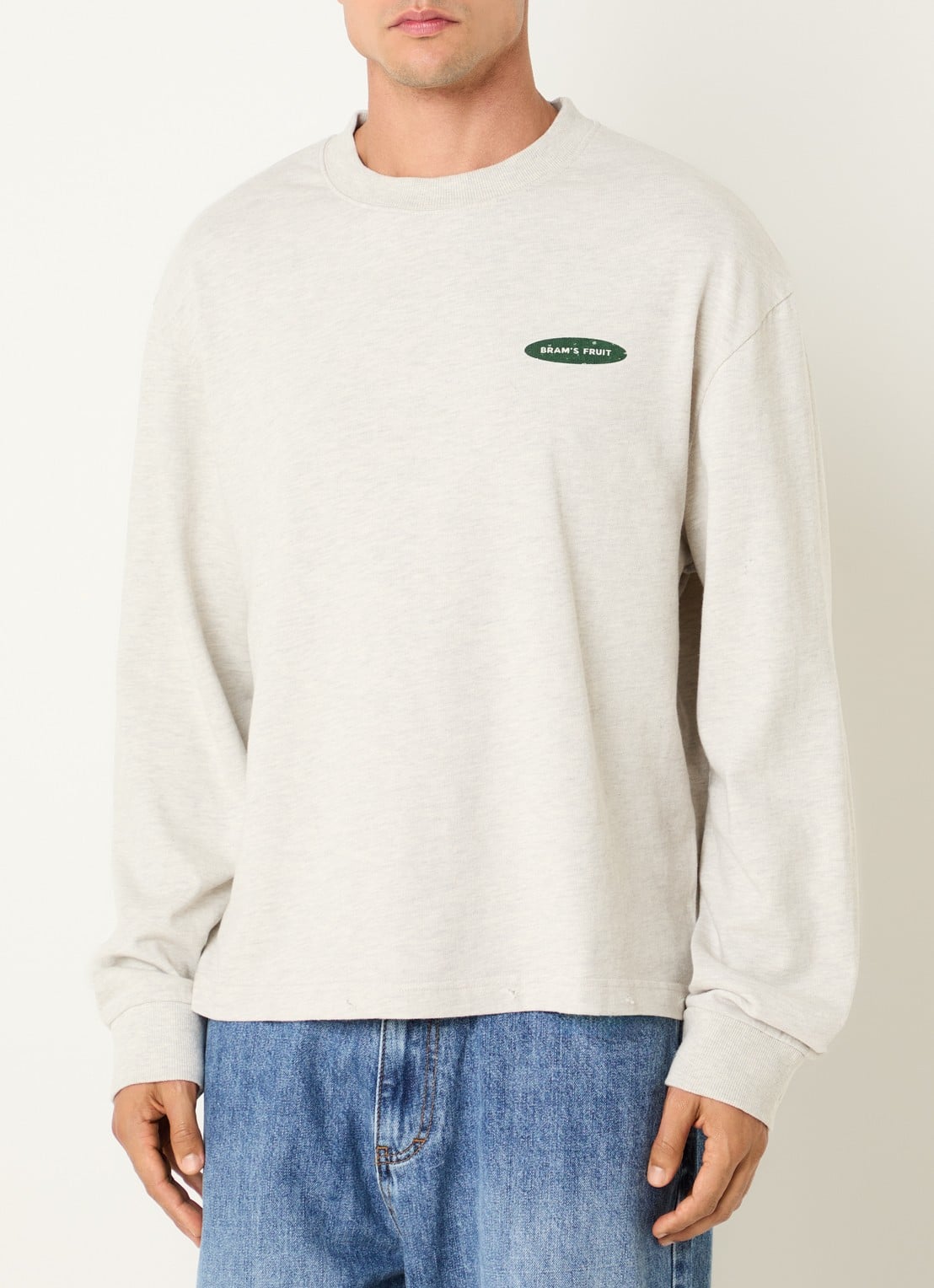 Bram's Fruit F*ck Off I'm Gardening longsleeve met destroyed afwerking - achterkant 2 grijsmele