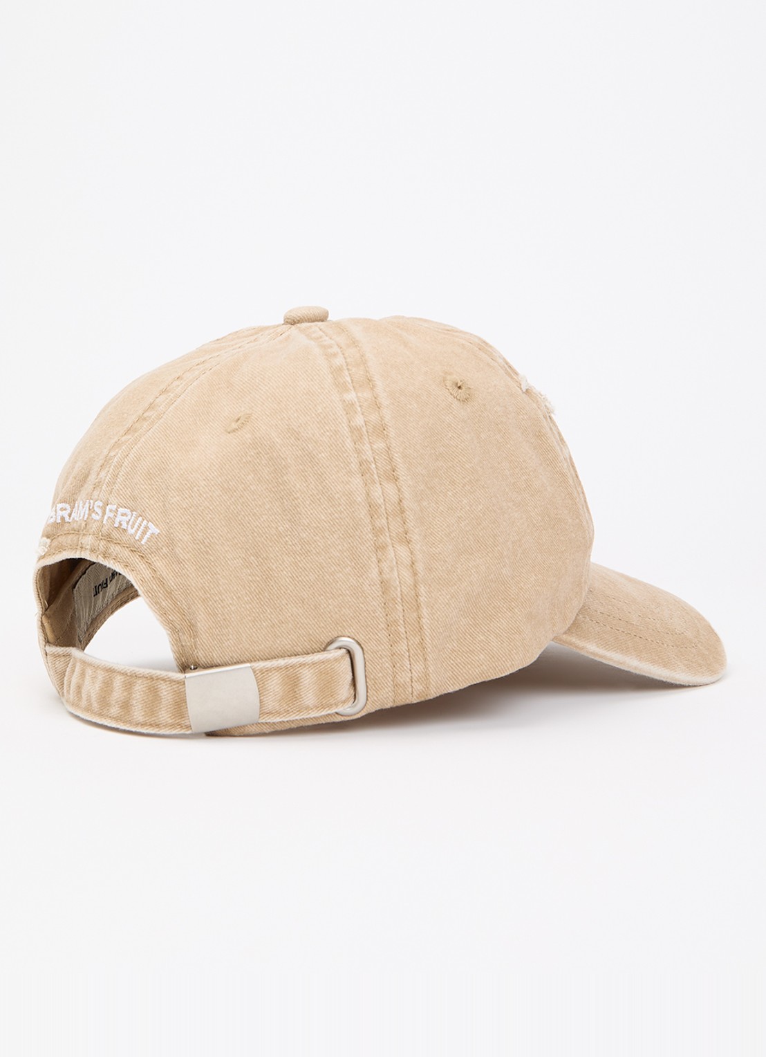 Bram's Fruit F*ck Off ! pet met borduring en destroyed afwerking - detail beige