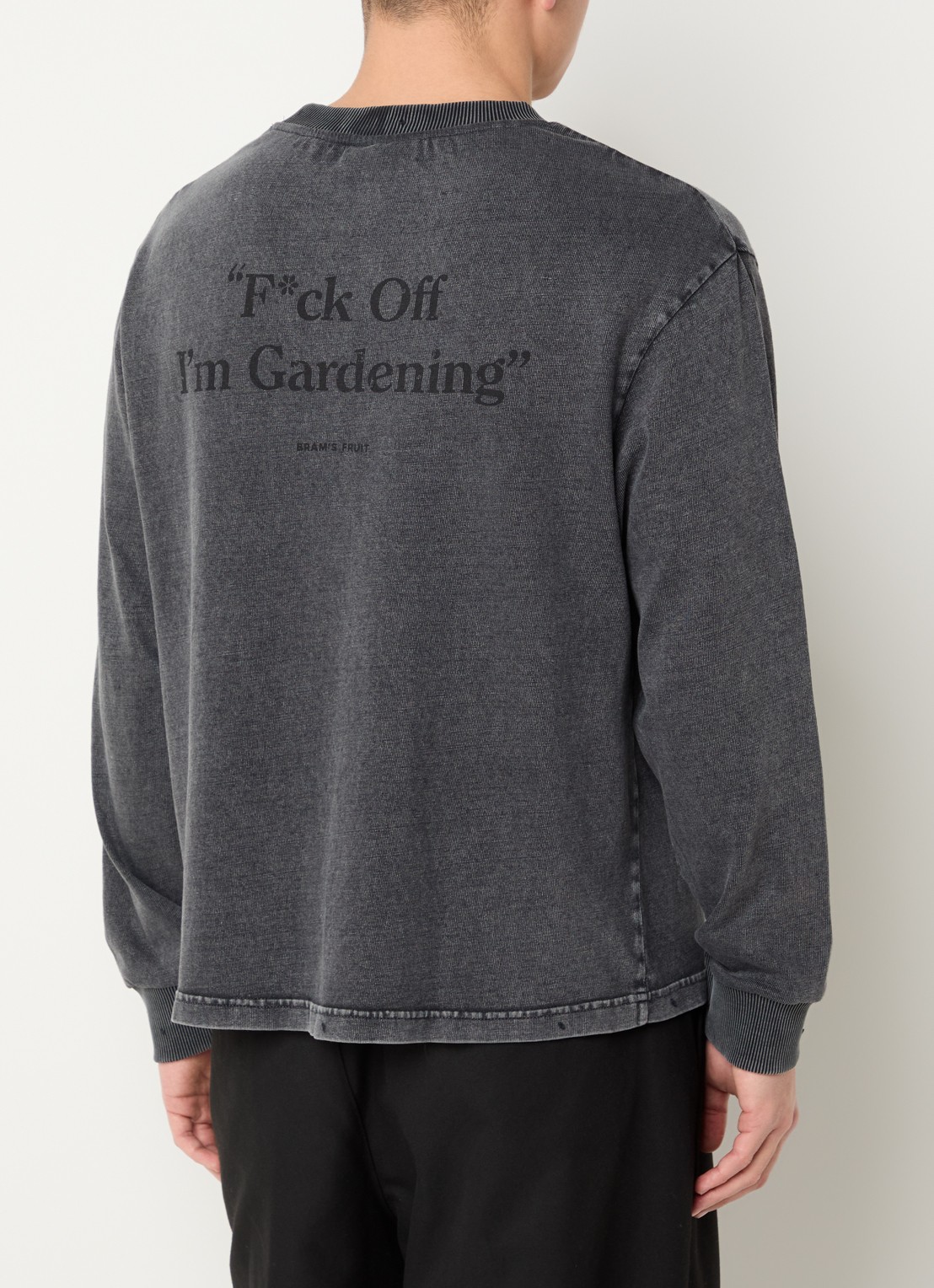 Bram's Fruit F*ck off sweater met logo- en backprint - detail 4 antraciet