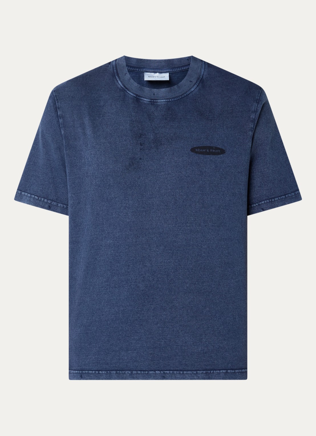 Bram's Fruit F*ck Off T-shirt met logo- en backprint - voorkant indigo