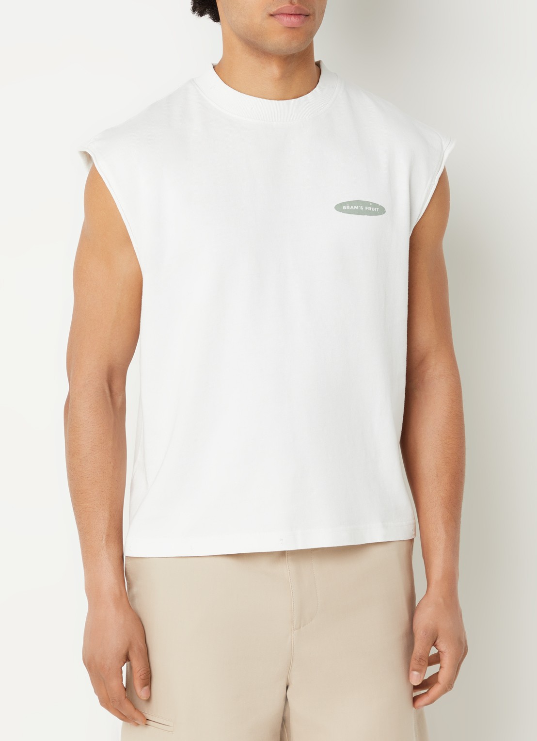 Bram's Fruit F*ck Off T-shirt met logo- en backprint - detail 3 wit