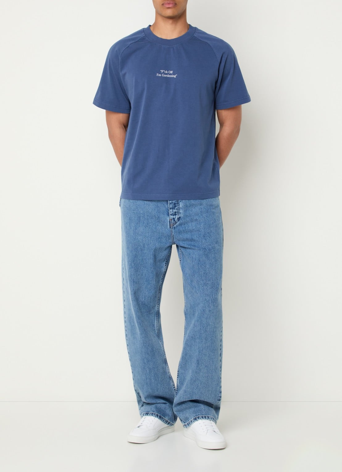 Bram's Fruit F*ck Off T-shirt met print - voorkant 2 indigo