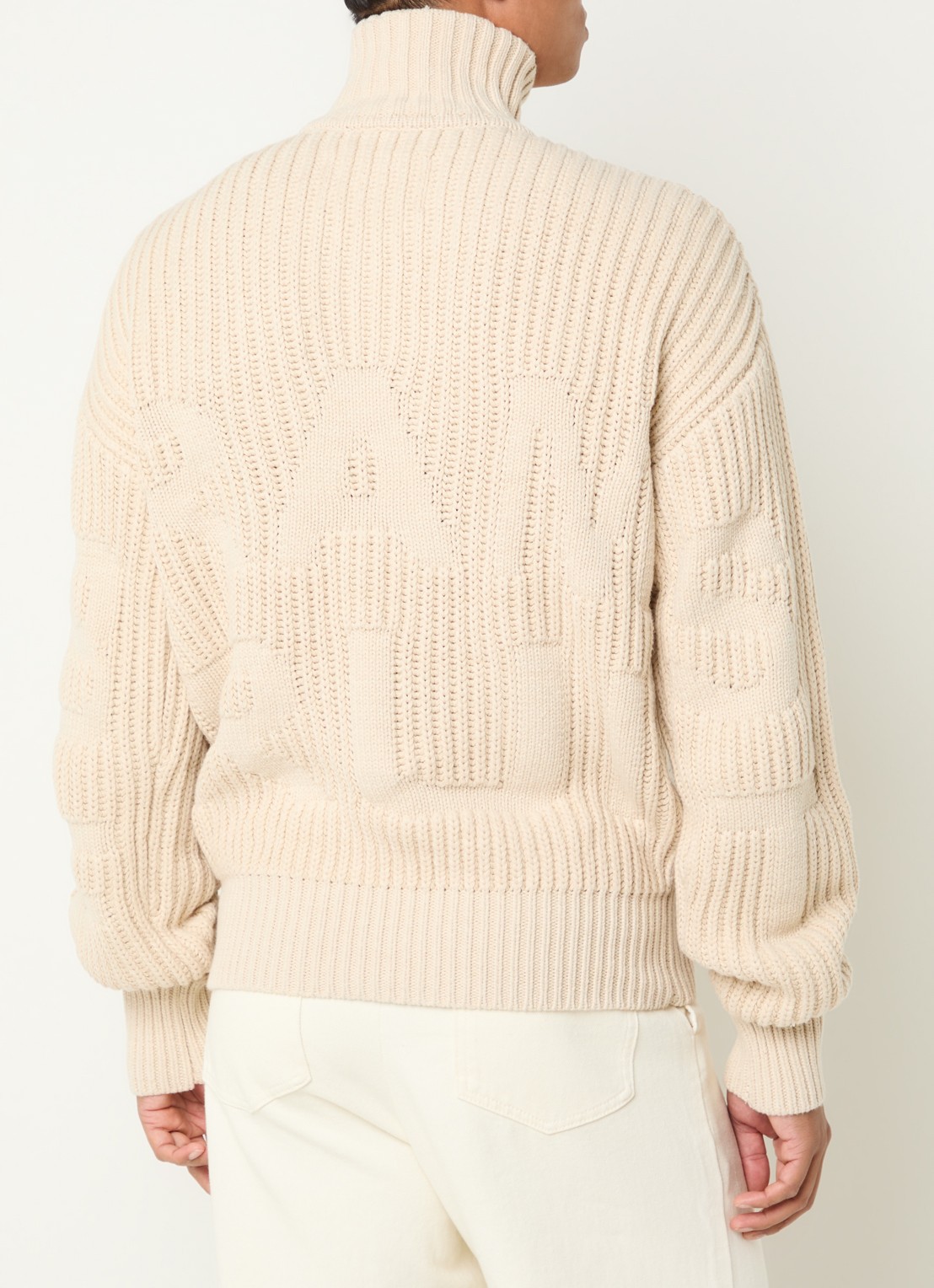 Bram's Fruit Fisherman ribgebreide trui met halve rits - detail 4 beige