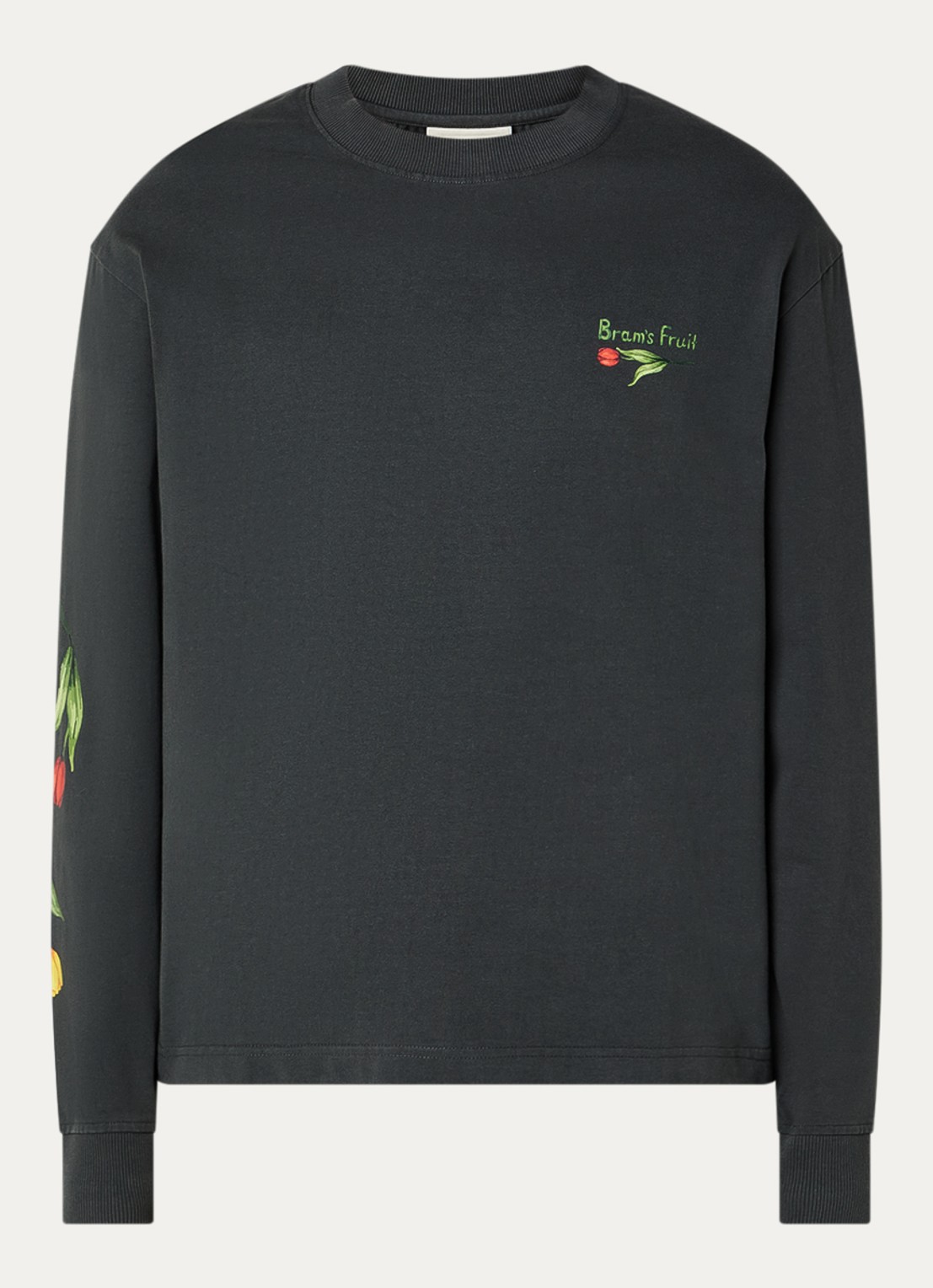 Bram's Fruit Flora 2.0 longsleeve met print - voorkant 3 zwart