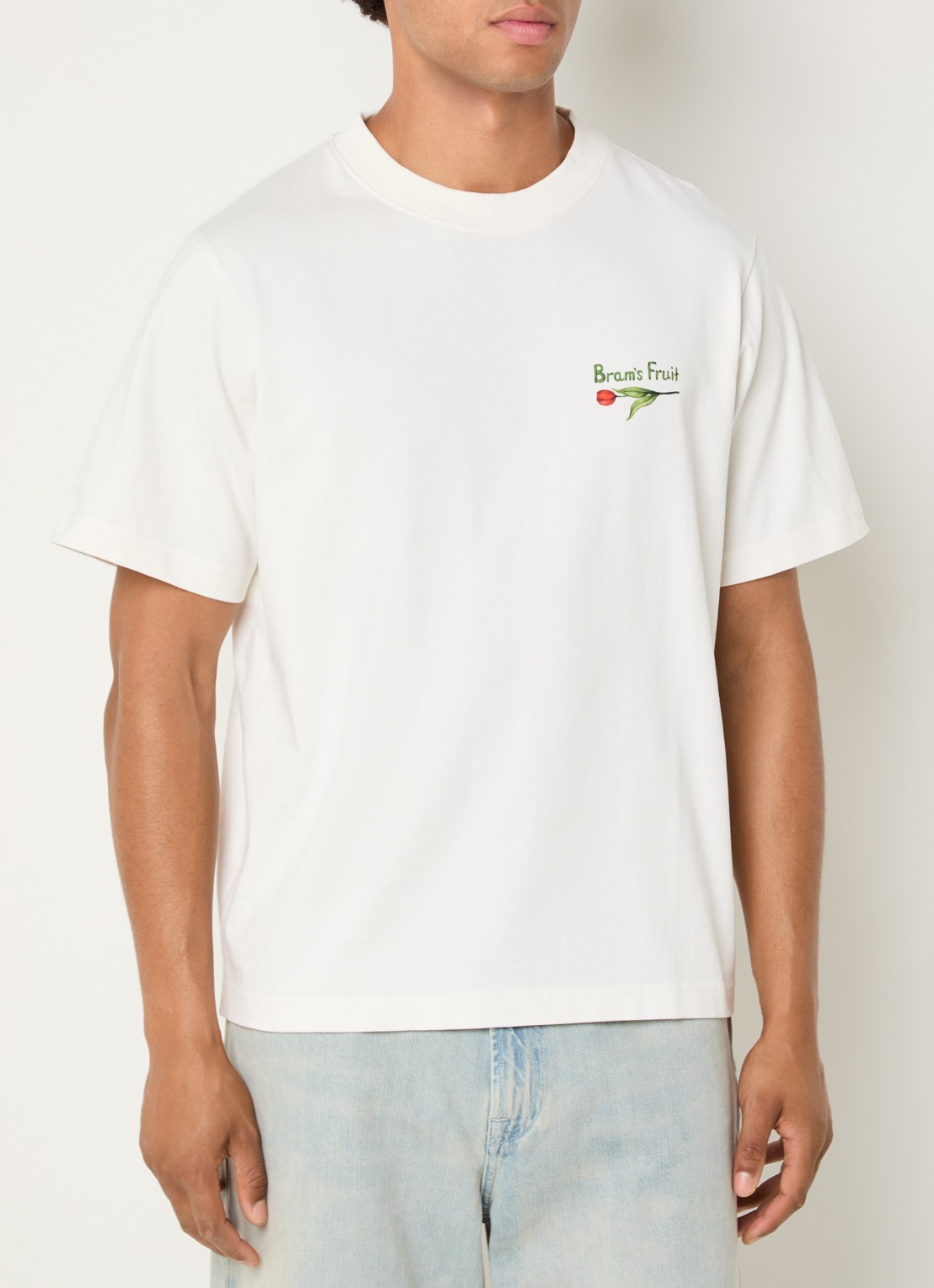 Bram's Fruit Flora 2.0 T-shirt met logo- en backprint - achterkant 4 gebroken wit