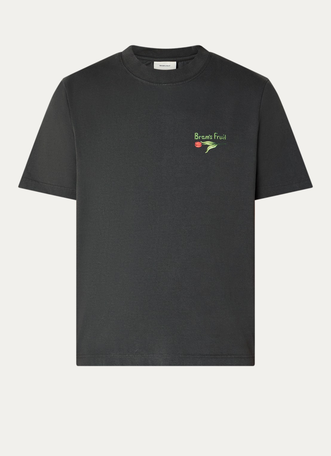 Bram's Fruit Flora 2.0 T-shirt met logo- en backprint - voorkant 2 donkergrijs