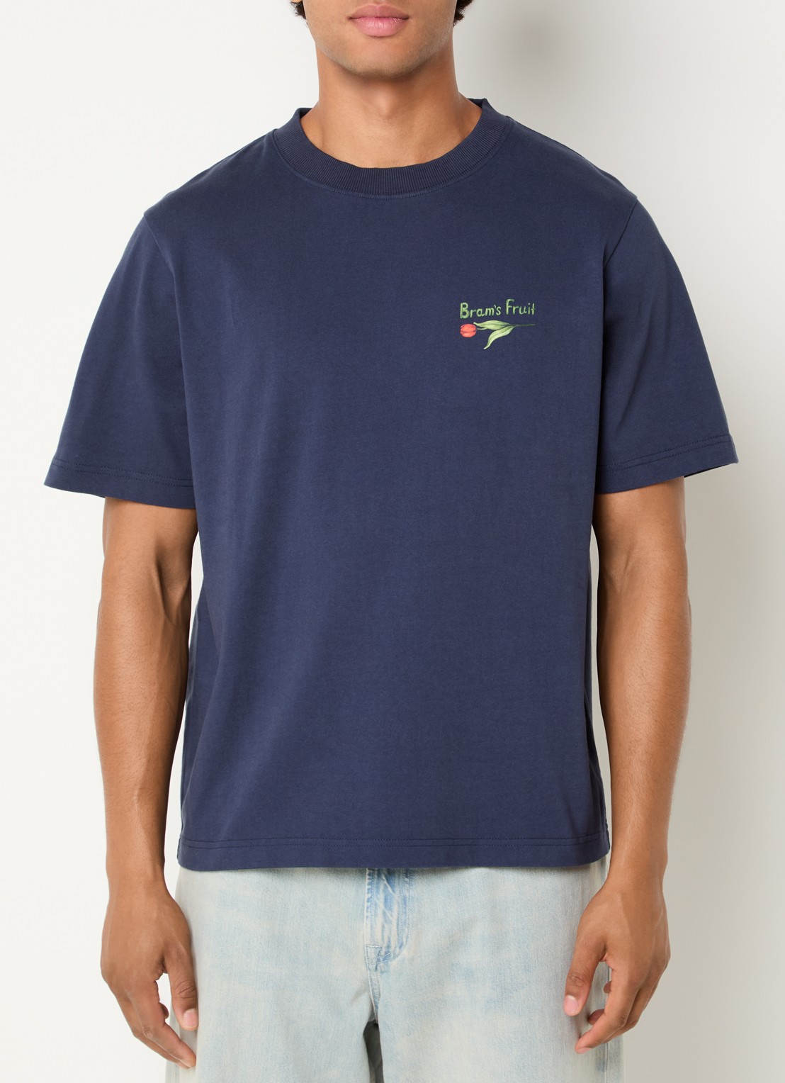 Bram's Fruit Flora 2.0 T-shirt met logo- en backprint - achterkant 4 donkerblauw
