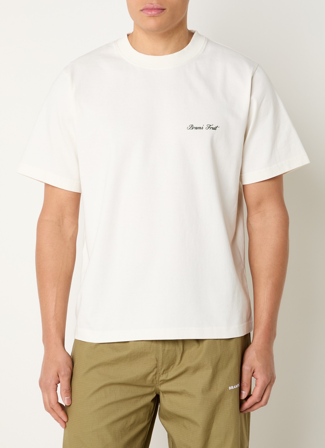 Bram's Fruit Gardening T-shirt met logo- en backprint - achterkant 4 gebroken wit