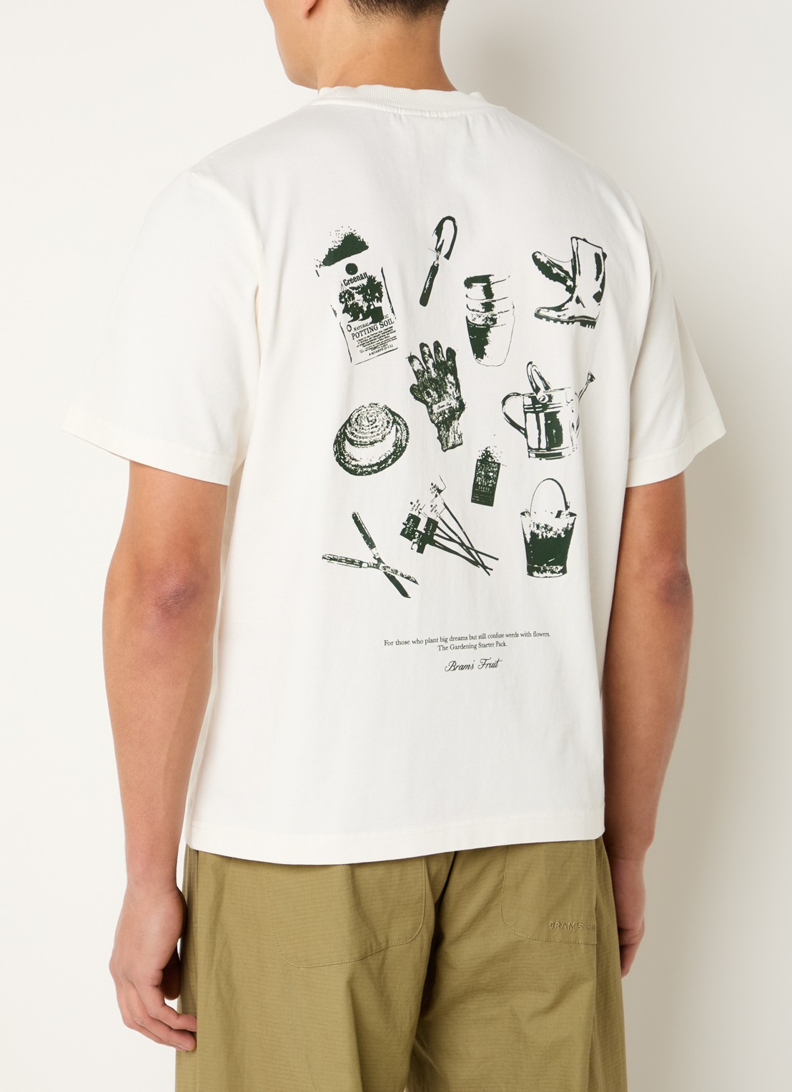 Bram's Fruit Gardening T-shirt met logo- en backprint - detail 3 gebroken wit